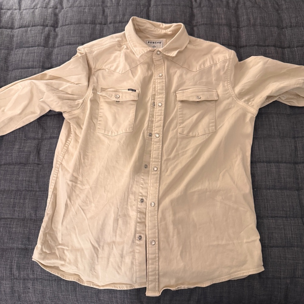 Men’s Poncho Western Denim Pearl Snap - XL Slim